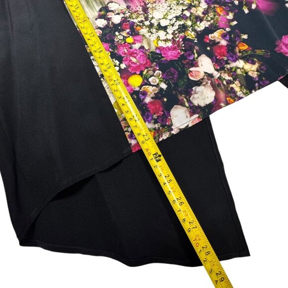 NWT Rebecca Minkoff Silk Floral Top Sz.L Black Pink Sleeveless Contrast Designer - Picture 8 of 11